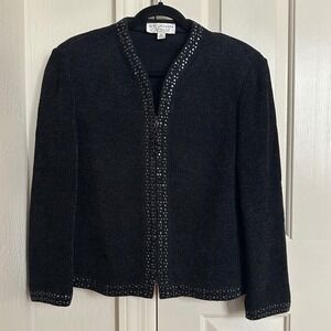 St. John Black Blazer with Silver Accents